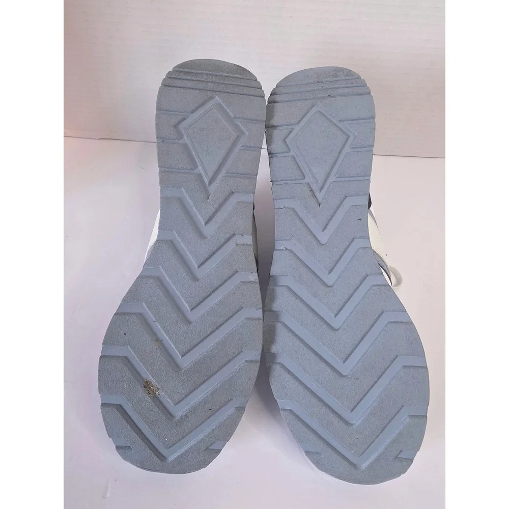 Michael Kors Georgie Wedge Sneakers Blue White MK Logo Shoes 9.5M Worn 1X